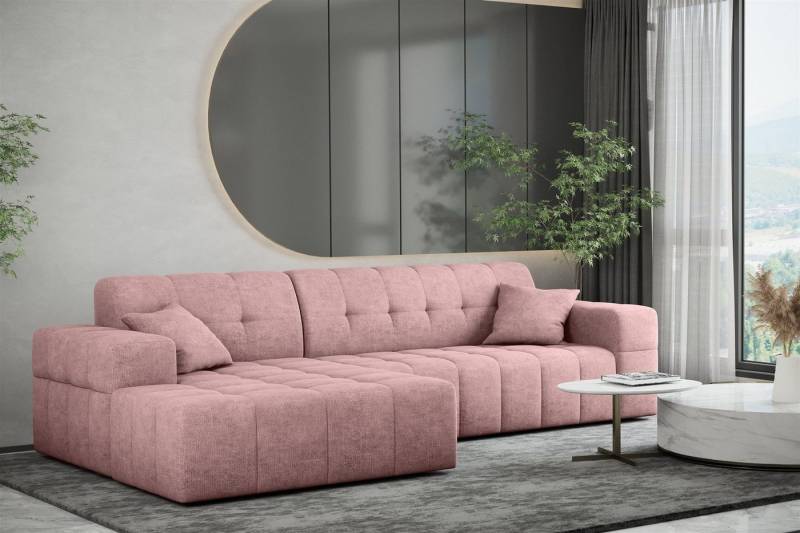 Fun Möbel Ecksofa Ecksofa Designersofa NANCY mit Ottomane in Stoff Harmony, Rundumbezug von Fun Möbel