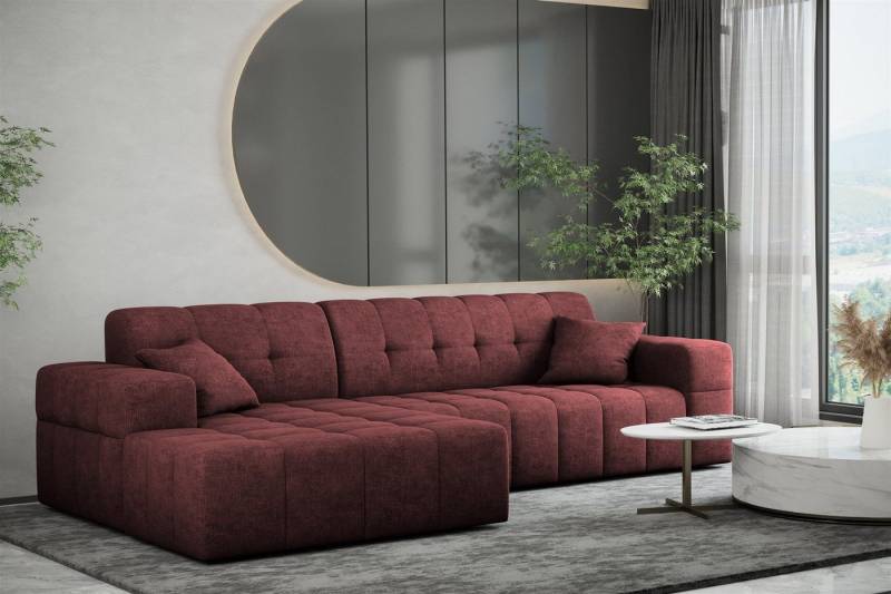 Fun Möbel Ecksofa Ecksofa Designersofa NANCY mit Ottomane in Stoff Harmony, Rundumbezug von Fun Möbel