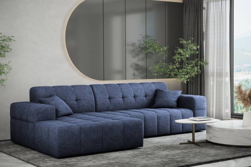 Fun Möbel Ecksofa Ecksofa Designersofa NANCY mit Ottomane in Stoff Harmony, Rundumbezug von Fun Möbel