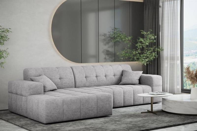 Fun Möbel Ecksofa Ecksofa Designersofa NANCY mit Ottomane in Stoff Harmony, Rundumbezug von Fun Möbel