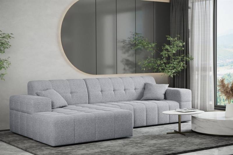 Fun Möbel Ecksofa Ecksofa Designersofa NANCY mit Ottomane in Stoff Neve, Rundumbezug von Fun Möbel