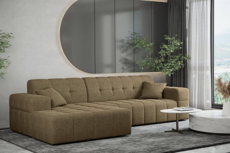 Fun Möbel Ecksofa Ecksofa Designersofa NANCY mit Ottomane in Stoff Neve, Rundumbezug von Fun Möbel