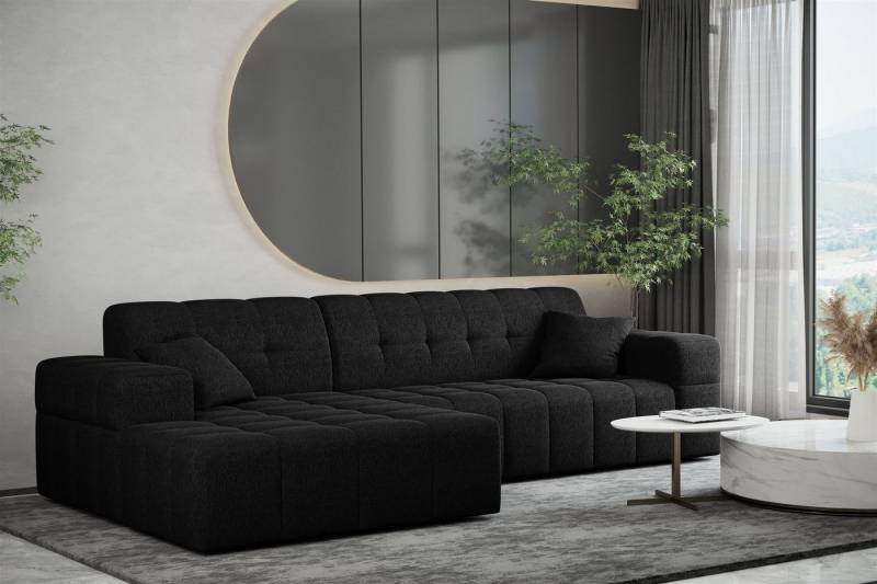 Fun Möbel Ecksofa Ecksofa Designersofa NANCY mit Ottomane in Stoff Neve, Rundumbezug von Fun Möbel