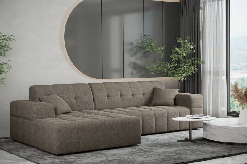 Fun Möbel Ecksofa Ecksofa Designersofa NANCY mit Ottomane in Stoff Neve, Rundumbezug von Fun Möbel