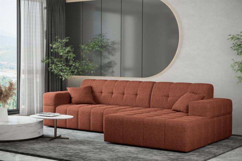 Fun Möbel Ecksofa Ecksofa Designersofa NANCY mit Ottomane in Stoff Neve, Rundumbezug von Fun Möbel