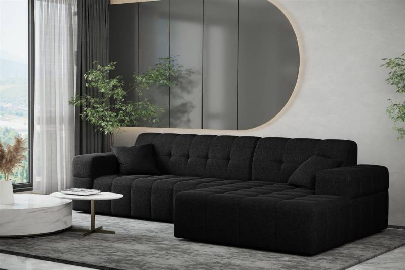 Fun Möbel Ecksofa Ecksofa Designersofa NANCY mit Ottomane in Stoff Neve, Rundumbezug von Fun Möbel