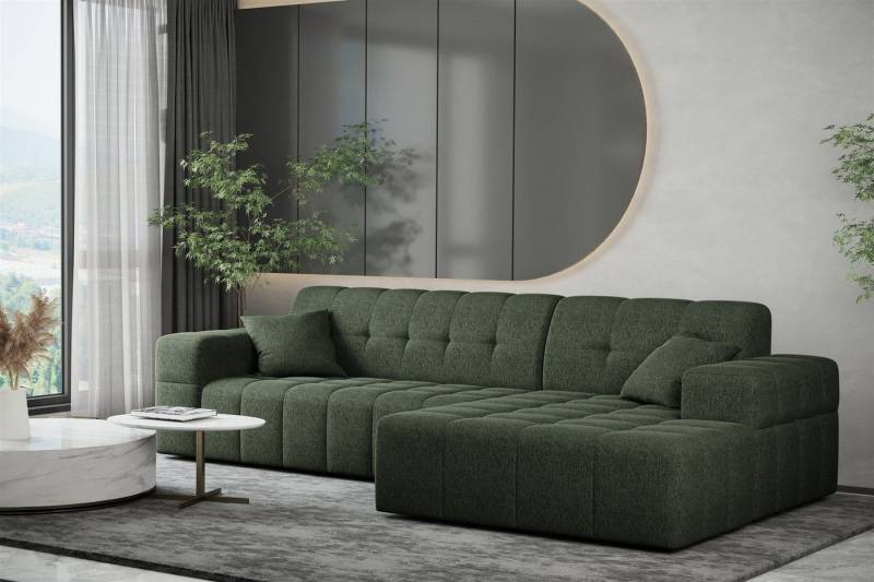 Fun Möbel Ecksofa Ecksofa Designersofa NANCY mit Ottomane in Stoff Neve, Rundumbezug von Fun Möbel