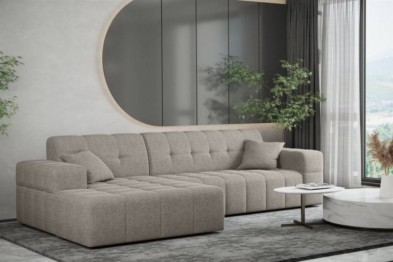 Fun Möbel Ecksofa Ecksofa Designersofa NANCY mit Ottomane in Stoff Neve, Rundumbezug von Fun Möbel