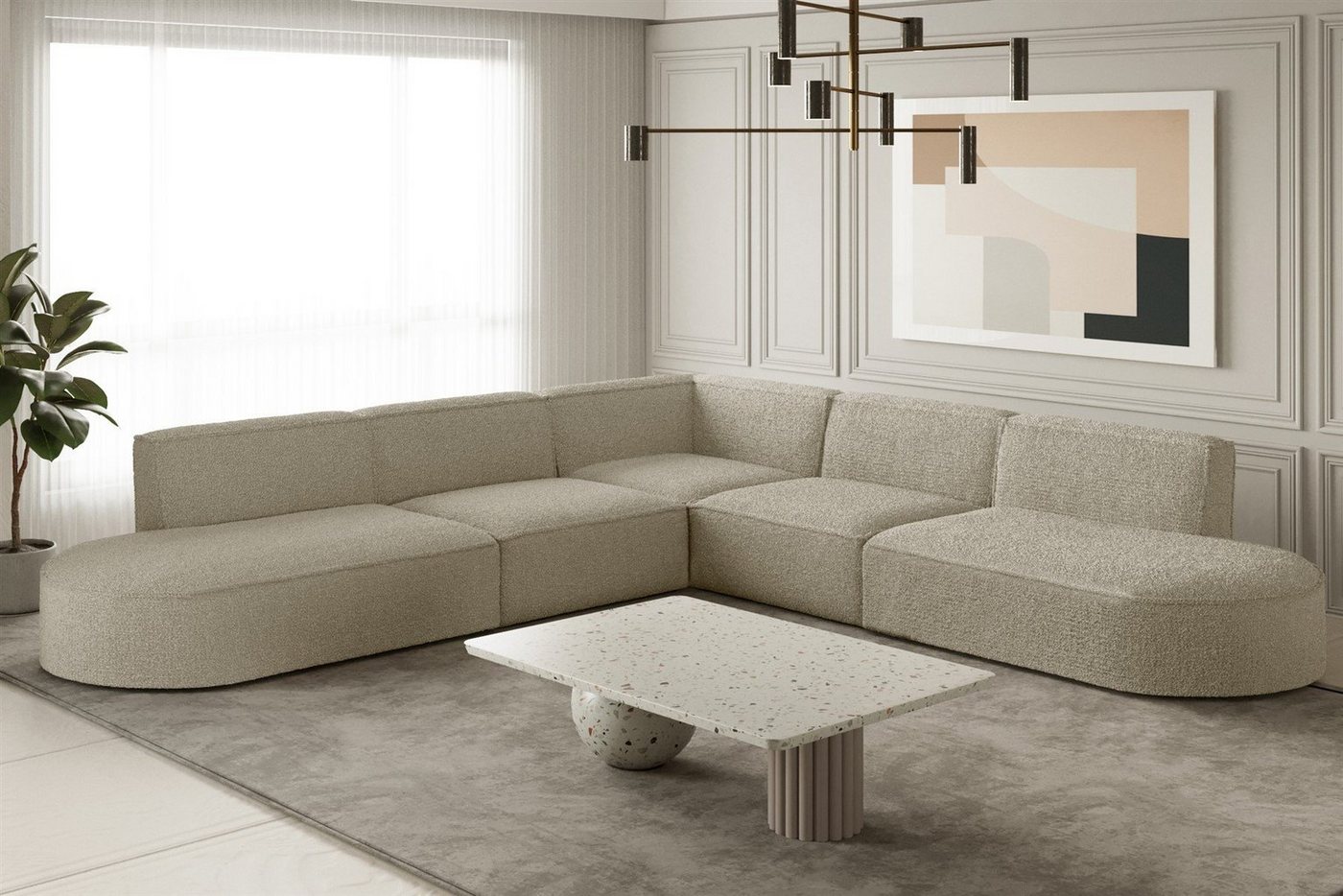 Fun Möbel Ecksofa Ecksofa Designersofa PALMA – Universal in Stoff, Seite ist universal: kann links oder rechts in Raum platziert werden, Rundumbezug Fun Möbel Ecksofa Ecksofa Designersofa PALMA – Universal in Stoff, Seite ist universal: kann links oder rechts in Raum platziert werden, Rundumbezug von Fun Möbel