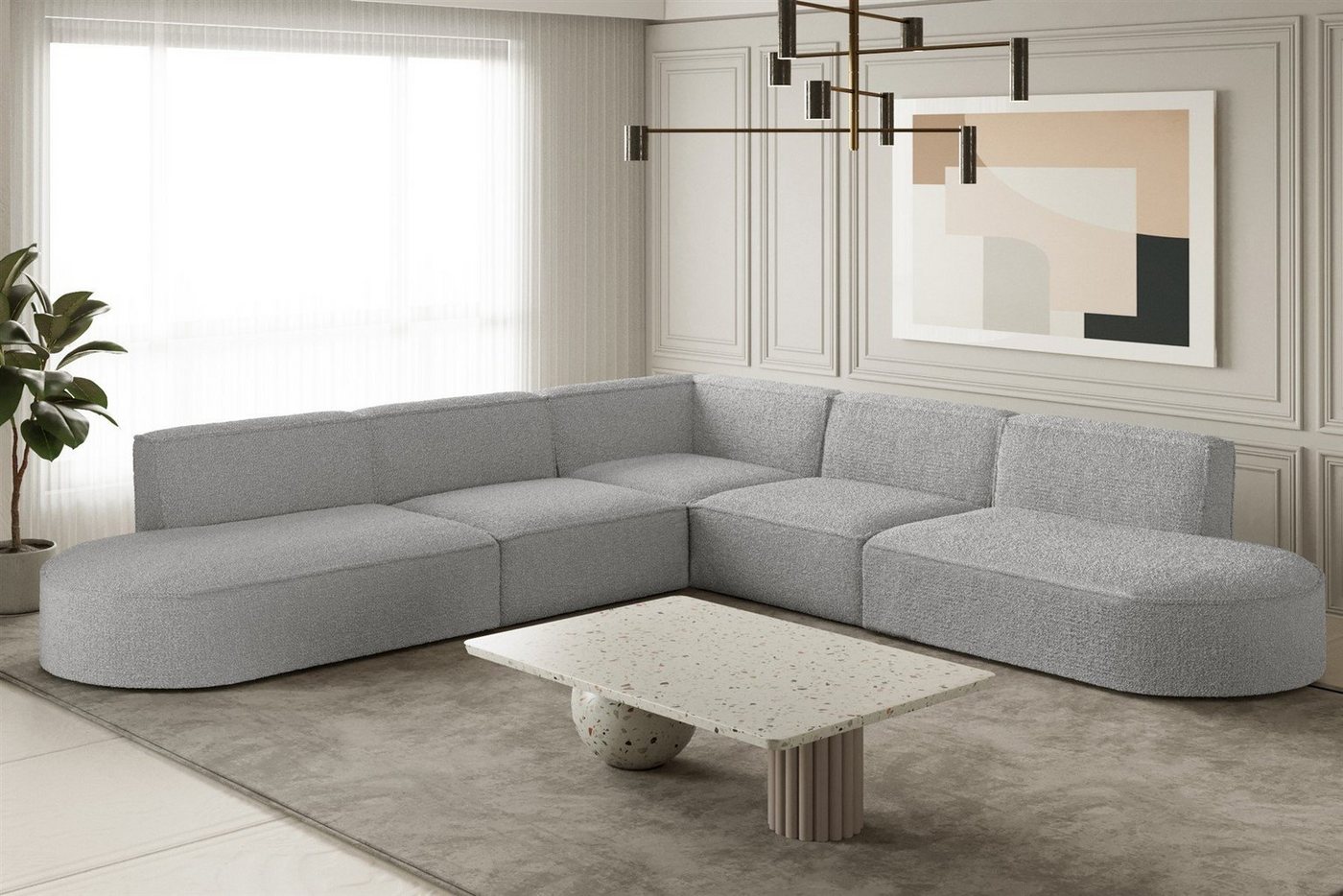 Fun Möbel Ecksofa Ecksofa Designersofa PALMA – Universal in Stoff, Seite ist universal: kann links oder rechts in Raum platziert werden, Rundumbezug Fun Möbel Ecksofa Ecksofa Designersofa PALMA – Universal in Stoff, Seite ist universal: kann links oder rechts in Raum platziert werden, Rundumbezug von Fun Möbel