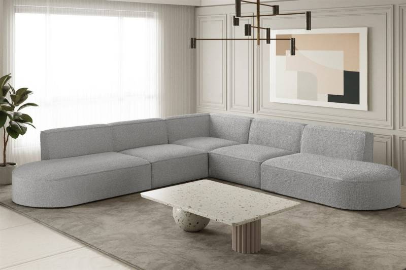 Fun Möbel Ecksofa Ecksofa Designersofa PALMA – Universal in Stoff, Seite ist universal: kann links oder rechts in Raum platziert werden, Rundumbezug von Fun Möbel