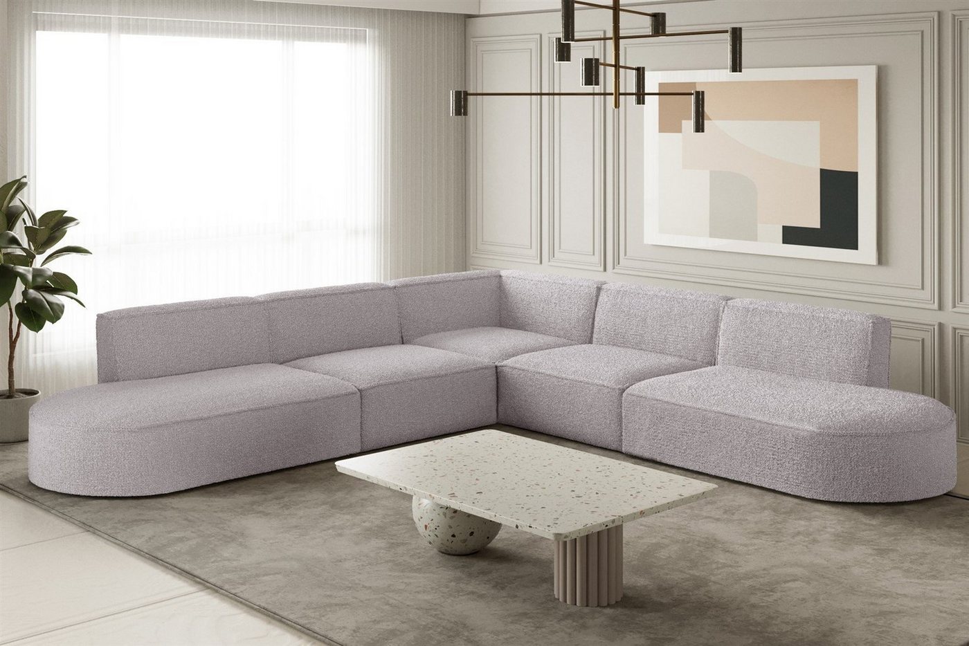 Fun Möbel Ecksofa Ecksofa Designersofa PALMA – Universal in Stoff, Seite ist universal: kann links oder rechts in Raum platziert werden, Rundumbezug Fun Möbel Ecksofa Ecksofa Designersofa PALMA – Universal in Stoff, Seite ist universal: kann links oder rechts in Raum platziert werden, Rundumbezug von Fun Möbel