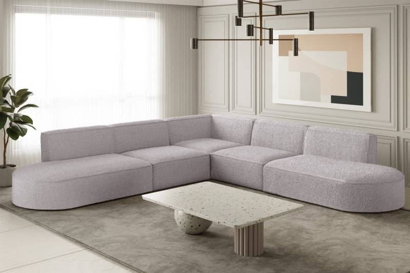 Fun Möbel Ecksofa Ecksofa Designersofa PALMA – Universal in Stoff, Seite ist universal: kann links oder rechts in Raum platziert werden, Rundumbezug von Fun Möbel