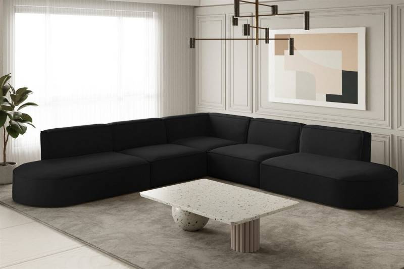 Fun Möbel Ecksofa Ecksofa Designersofa PALMA – Universal in Stoff, Seite ist universal: kann links oder rechts in Raum platziert werden, Rundumbezug Fun Möbel Ecksofa Ecksofa Designersofa PALMA – Universal in Stoff, Seite ist universal: kann links oder rechts in Raum platziert werden, Rundumbezug von Fun Möbel