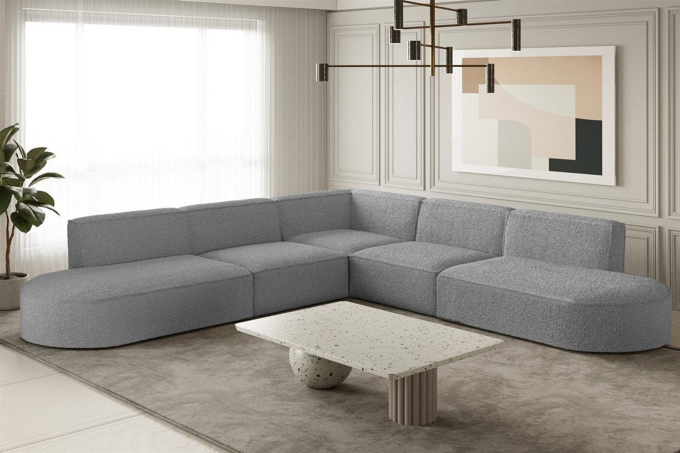 Fun Möbel Ecksofa Ecksofa Designersofa PALMA – Universal in Stoff, Seite ist universal: kann links oder rechts in Raum platziert werden, Rundumbezug Fun Möbel Ecksofa Ecksofa Designersofa PALMA – Universal in Stoff, Seite ist universal: kann links oder rechts in Raum platziert werden, Rundumbezug von Fun Möbel