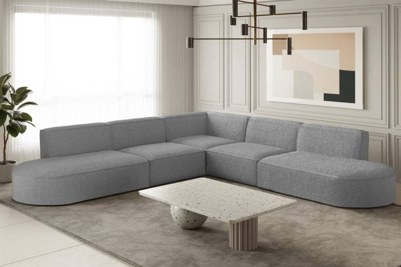 Fun Möbel Ecksofa Ecksofa Designersofa PALMA – Universal in Stoff, Seite ist universal: kann links oder rechts in Raum platziert werden, Rundumbezug von Fun Möbel
