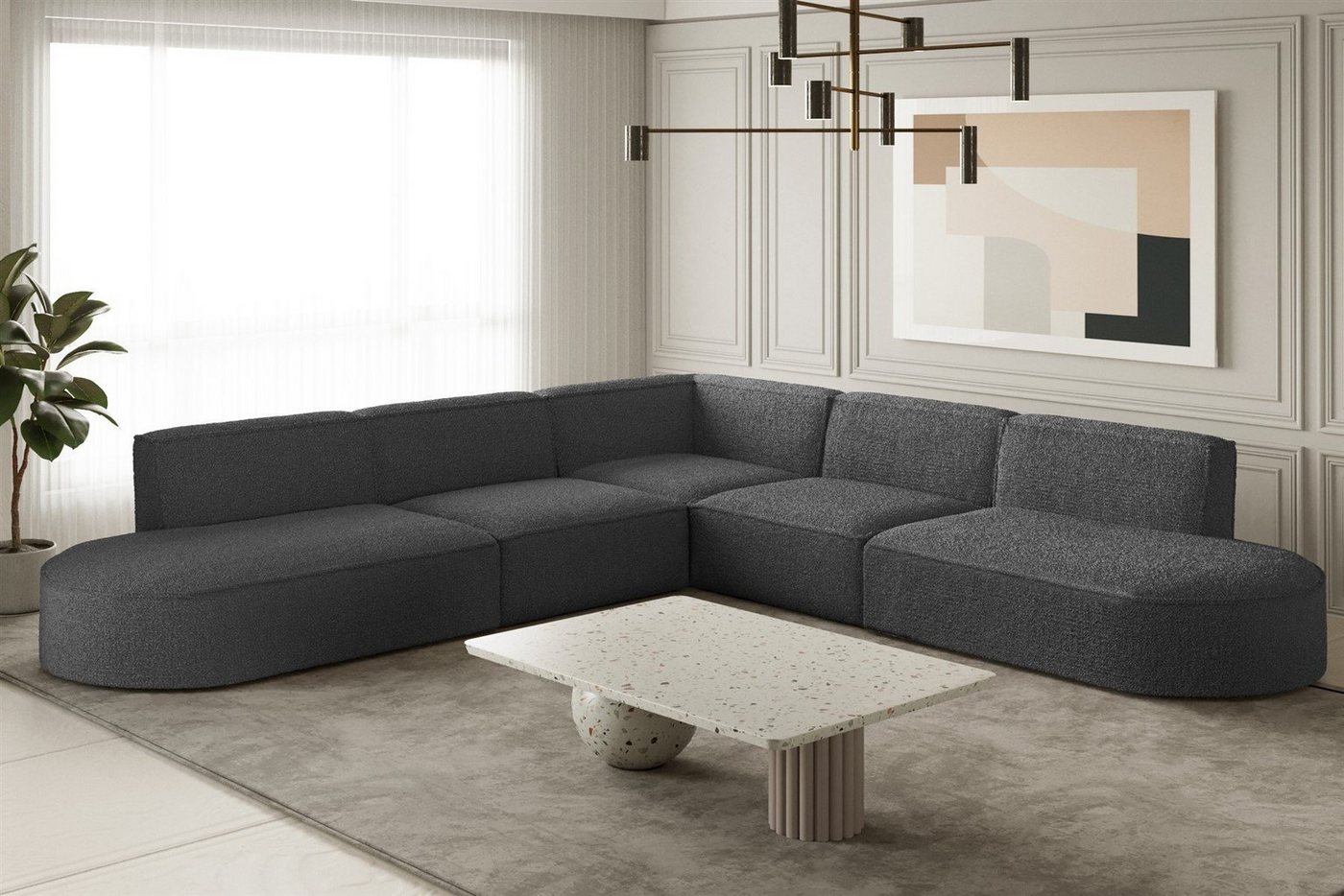 Fun Möbel Ecksofa Ecksofa Designersofa PALMA – Universal in Stoff Ascot und Opera Velvet, Seite ist universal: kann links oder rechts in Raum platziert werden, Rundumbezug Fun Möbel Ecksofa Ecksofa Designersofa PALMA – Universal in Stoff Ascot und Opera Velvet, Seite ist universal: kann links oder rechts in Raum platziert werden, Rundumbezug von Fun Möbel