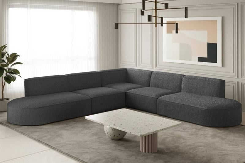 Fun Möbel Ecksofa Ecksofa Designersofa PALMA – Universal in Stoff Ascot und Opera Velvet, Seite ist universal: kann links oder rechts in Raum platziert werden, Rundumbezug von Fun Möbel