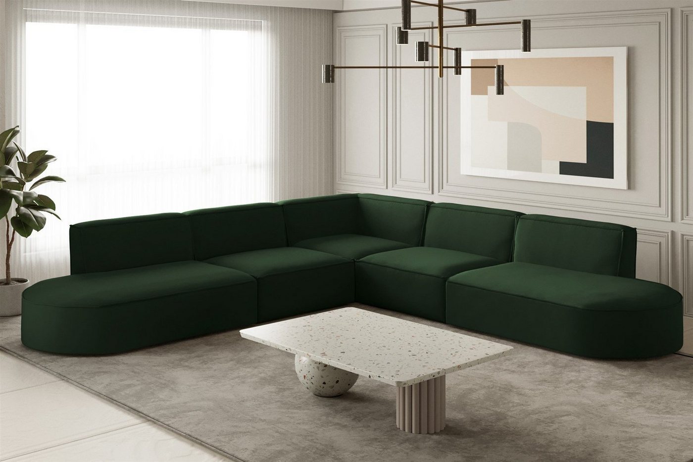 Fun Möbel Ecksofa Ecksofa Designersofa PALMA – Universal in Stoff Ascot und Opera Velvet, Seite ist universal: kann links oder rechts in Raum platziert werden, Rundumbezug Fun Möbel Ecksofa Ecksofa Designersofa PALMA – Universal in Stoff Ascot und Opera Velvet, Seite ist universal: kann links oder rechts in Raum platziert werden, Rundumbezug von Fun Möbel