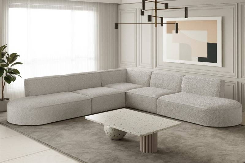 Fun Möbel Ecksofa Ecksofa Designersofa PALMA – Universal in Stoff Ascot und Opera Velvet, Seite ist universal: kann links oder rechts in Raum platziert werden, Rundumbezug von Fun Möbel