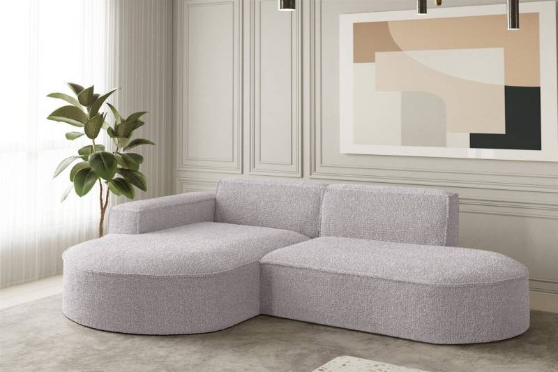 Fun Möbel Ecksofa Ecksofa Designersofa PALMA XS mit Ottomane in Stoff Ascot, Rundumbezug von Fun Möbel