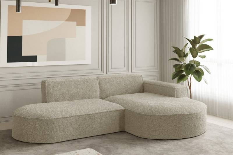 Fun Möbel Ecksofa Ecksofa Designersofa PALMA XS mit Ottomane in Stoff Ascot, Rundumbezug von Fun Möbel