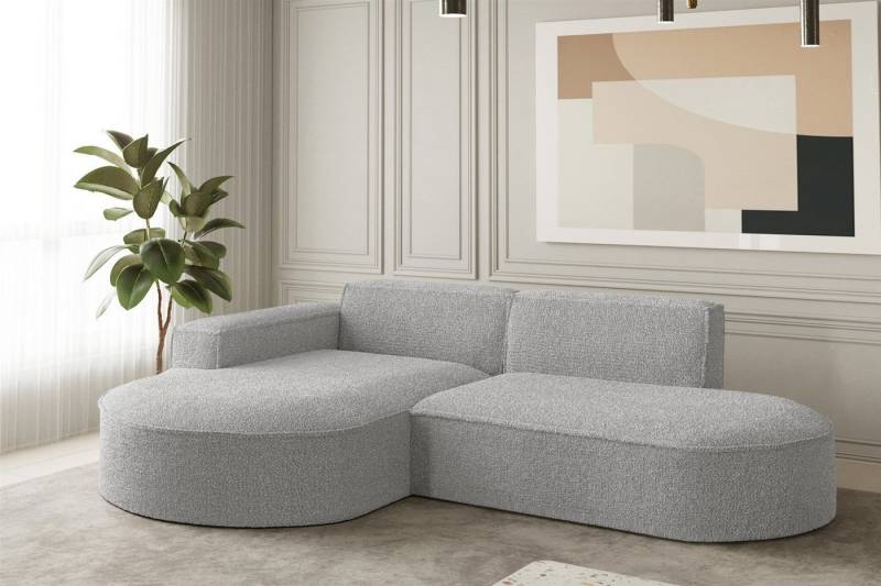 Fun Möbel Ecksofa Ecksofa Designersofa PALMA XS mit Ottomane in Stoff Ascot, Rundumbezug von Fun Möbel