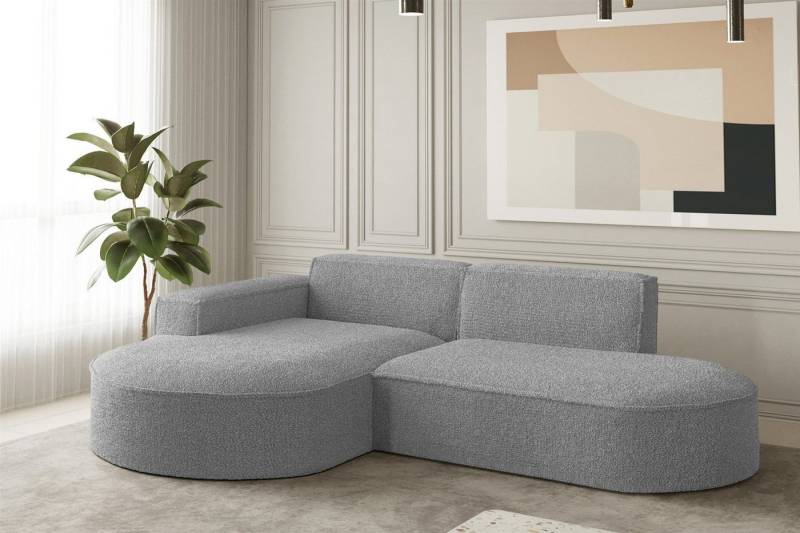 Fun Möbel Ecksofa Ecksofa Designersofa PALMA XS mit Ottomane in Stoff Ascot, Rundumbezug von Fun Möbel
