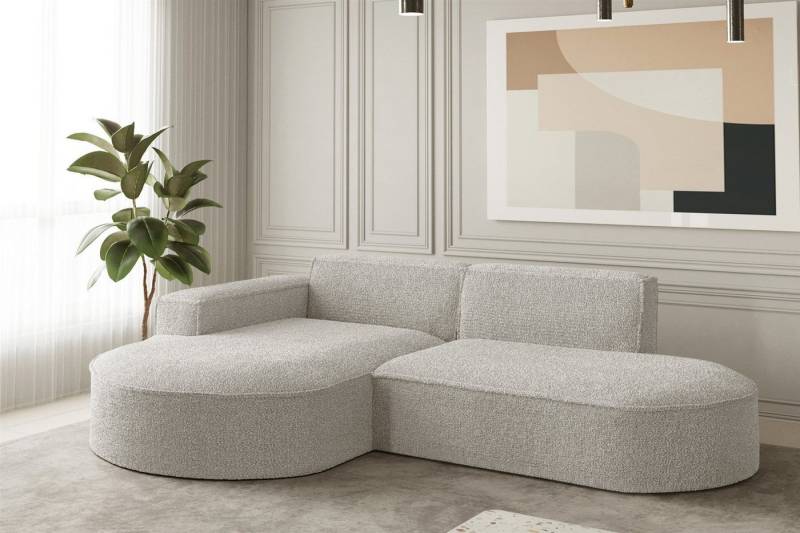 Fun Möbel Ecksofa Ecksofa Designersofa PALMA XS mit Ottomane in Stoff Ascot, Rundumbezug von Fun Möbel