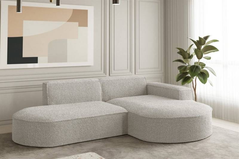 Fun Möbel Ecksofa Ecksofa Designersofa PALMA XS mit Ottomane in Stoff Ascot, Rundumbezug von Fun Möbel