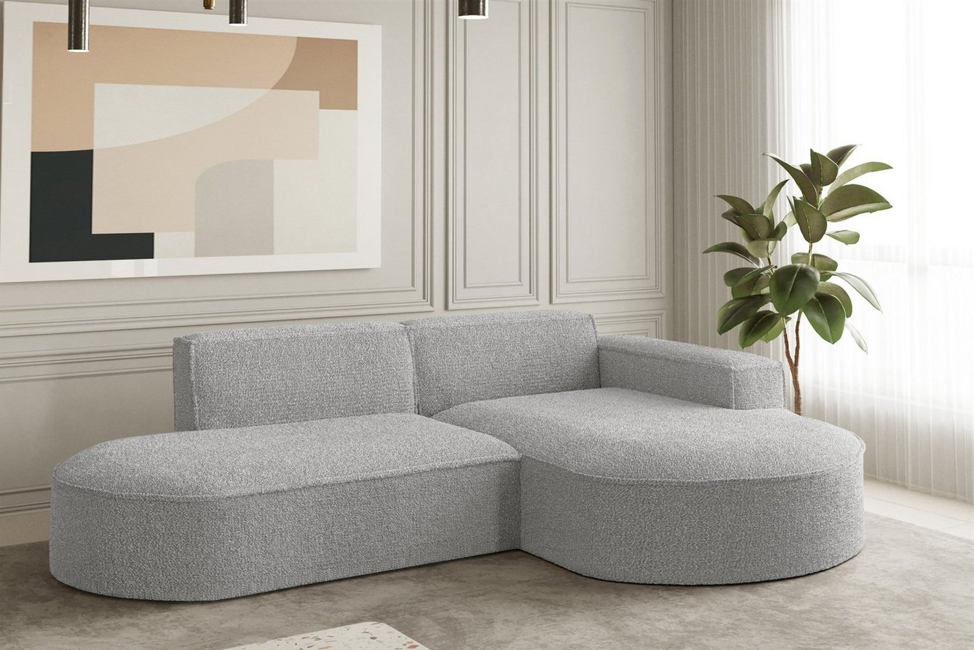 Fun Möbel Ecksofa Ecksofa Designersofa PALMA XS mit Ottomane in Stoff Ascot, Rundumbezug Fun Möbel Ecksofa Ecksofa Designersofa PALMA XS mit Ottomane in Stoff Ascot, Rundumbezug von Fun Möbel