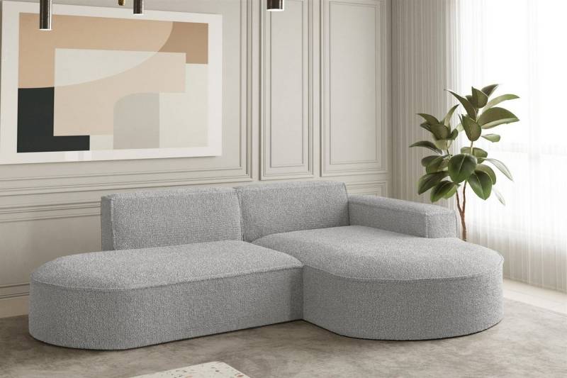 Fun Möbel Ecksofa Ecksofa Designersofa PALMA XS mit Ottomane in Stoff Ascot, Rundumbezug von Fun Möbel