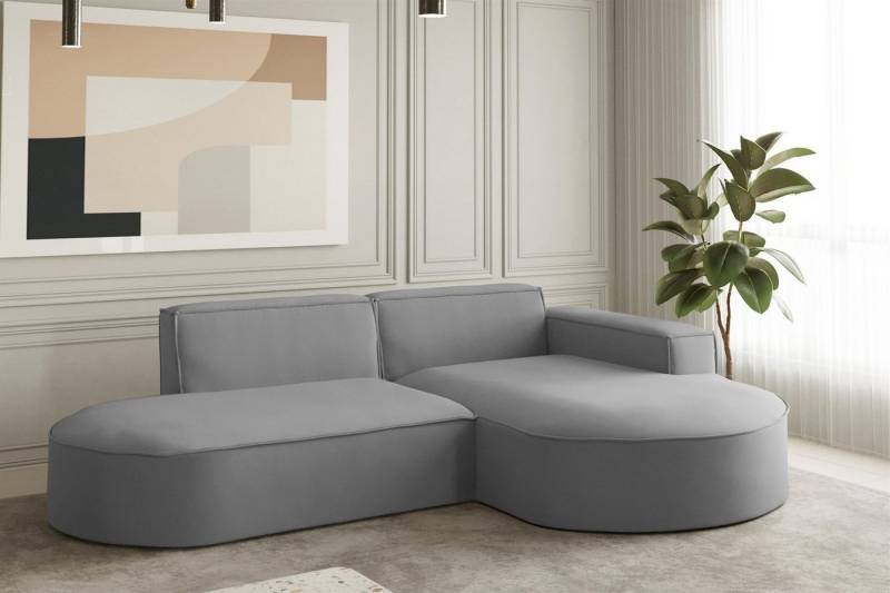 Fun Möbel Ecksofa Ecksofa Designersofa PALMA XS mit Ottomane in Stoff Opera Velvet, Ottomane links oder rechts, Rundumbezug von Fun Möbel