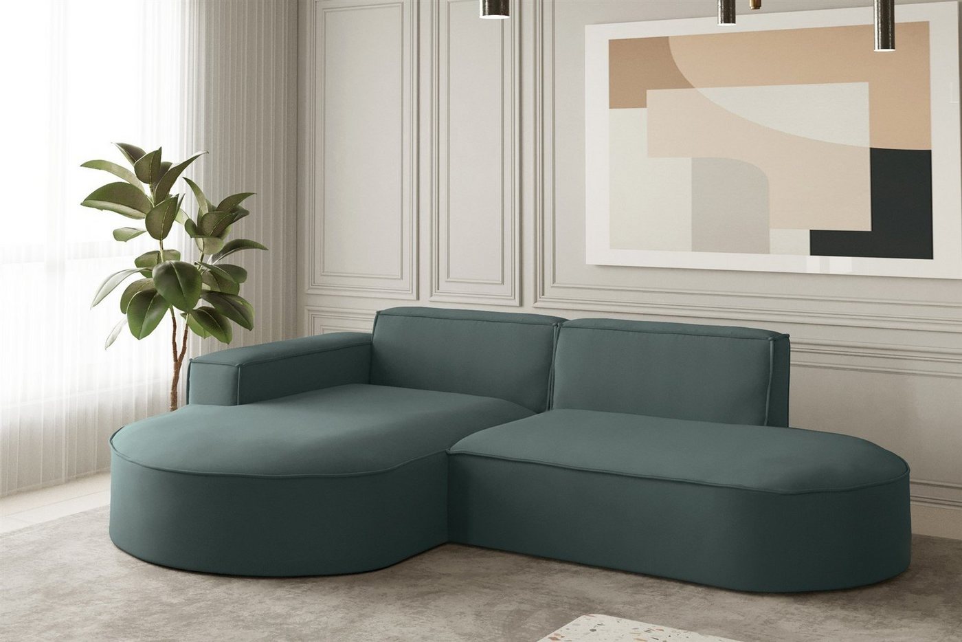 Fun Möbel Ecksofa Ecksofa Designersofa PALMA XS mit Ottomane in Stoff Opera Velvet, Ottomane links oder rechts, Rundumbezug Fun Möbel Ecksofa Ecksofa Designersofa PALMA XS mit Ottomane in Stoff Opera Velvet, Ottomane links oder rechts, Rundumbezug von Fun Möbel