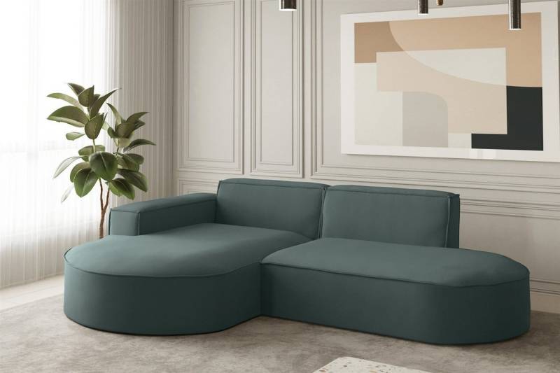 Fun Möbel Ecksofa Ecksofa Designersofa PALMA XS mit Ottomane in Stoff Opera Velvet, Ottomane links oder rechts, Rundumbezug von Fun Möbel