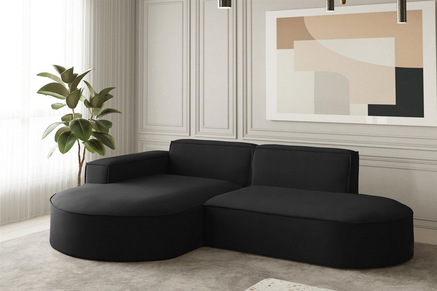 Fun Möbel Ecksofa Ecksofa Designersofa PALMA XS mit Ottomane in Stoff Opera Velvet, Ottomane links oder rechts, Rundumbezug Fun Möbel Ecksofa Ecksofa Designersofa PALMA XS mit Ottomane in Stoff Opera Velvet, Ottomane links oder rechts, Rundumbezug von Fun Möbel