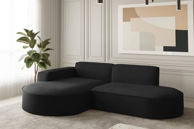 Fun Möbel Ecksofa Ecksofa Designersofa PALMA XS mit Ottomane in Stoff Opera Velvet, Ottomane links oder rechts, Rundumbezug von Fun Möbel
