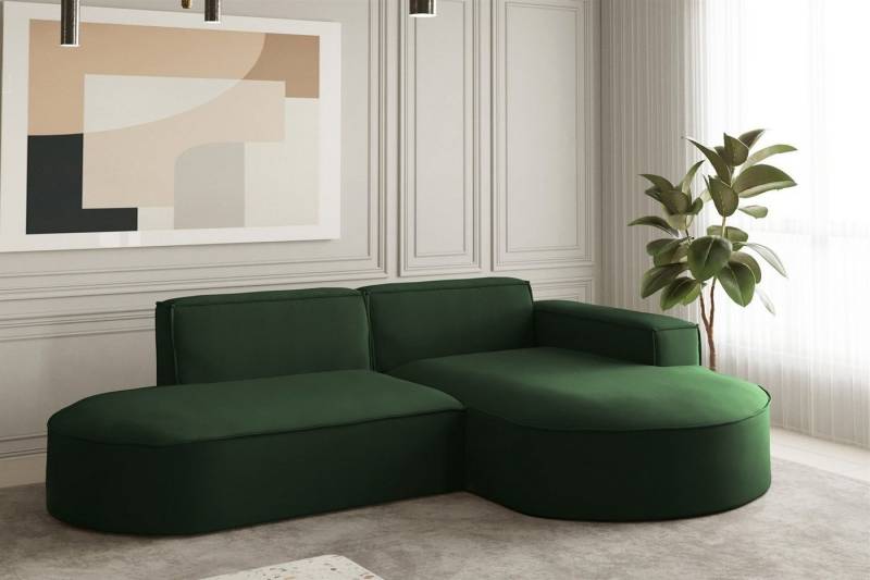Fun Möbel Ecksofa Ecksofa Designersofa PALMA XS mit Ottomane in Stoff Opera Velvet, Ottomane links oder rechts, Rundumbezug von Fun Möbel