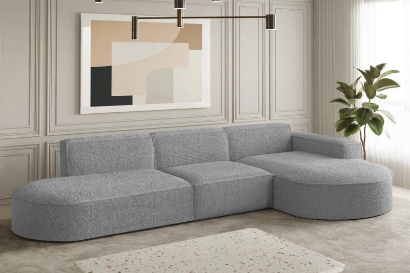 Fun Möbel Ecksofa Ecksofa Designersofa PALMA mit Ottomane in Stoff Ascot, Ottomane links oder rechts, Rundumbezug von Fun Möbel