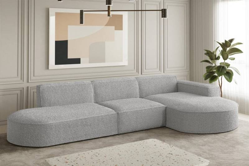 Fun Möbel Ecksofa Ecksofa Designersofa PALMA mit Ottomane in Stoff Ascot, Ottomane links oder rechts, Rundumbezug von Fun Möbel