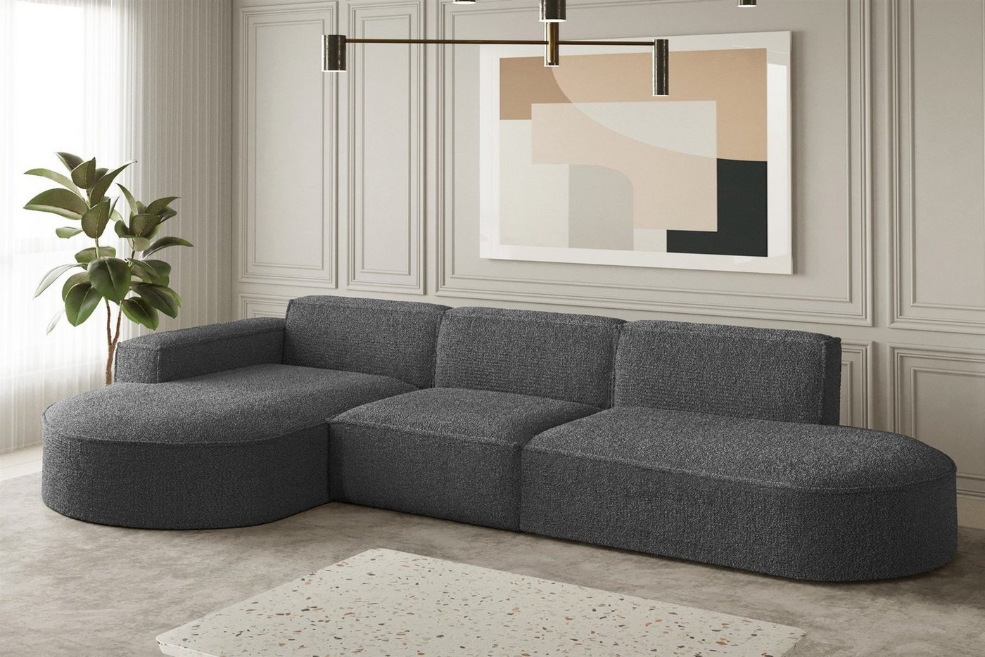 Fun Möbel Ecksofa Ecksofa Designersofa PALMA mit Ottomane in Stoff Ascot, Ottomane links oder rechts, Rundumbezug Fun Möbel Ecksofa Ecksofa Designersofa PALMA mit Ottomane in Stoff Ascot, Ottomane links oder rechts, Rundumbezug von Fun Möbel