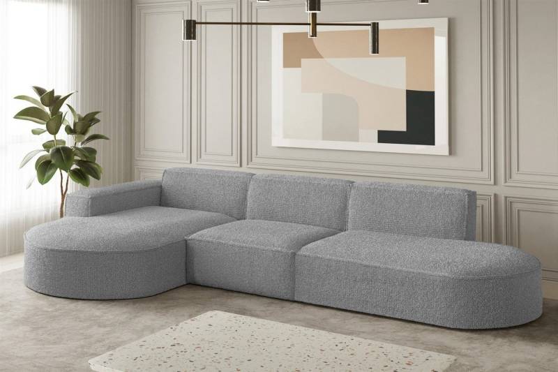 Fun Möbel Ecksofa Ecksofa Designersofa PALMA mit Ottomane in Stoff Ascot, Ottomane links oder rechts, Rundumbezug von Fun Möbel