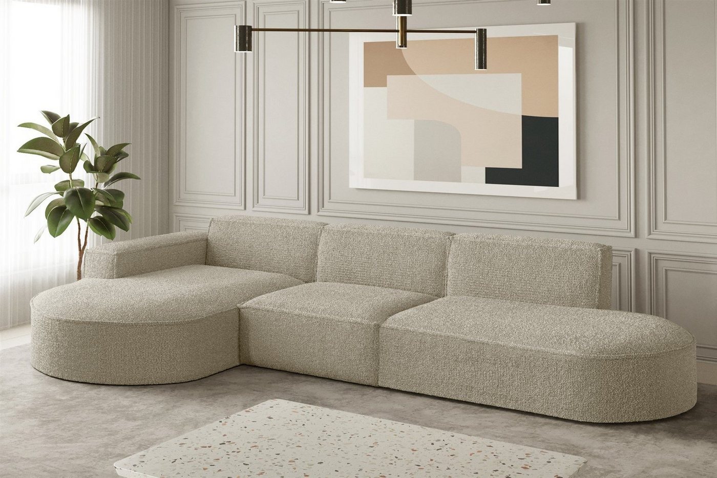 Fun Möbel Ecksofa Ecksofa Designersofa PALMA mit Ottomane in Stoff Ascot, Ottomane links oder rechts, Rundumbezug Fun Möbel Ecksofa Ecksofa Designersofa PALMA mit Ottomane in Stoff Ascot, Ottomane links oder rechts, Rundumbezug von Fun Möbel