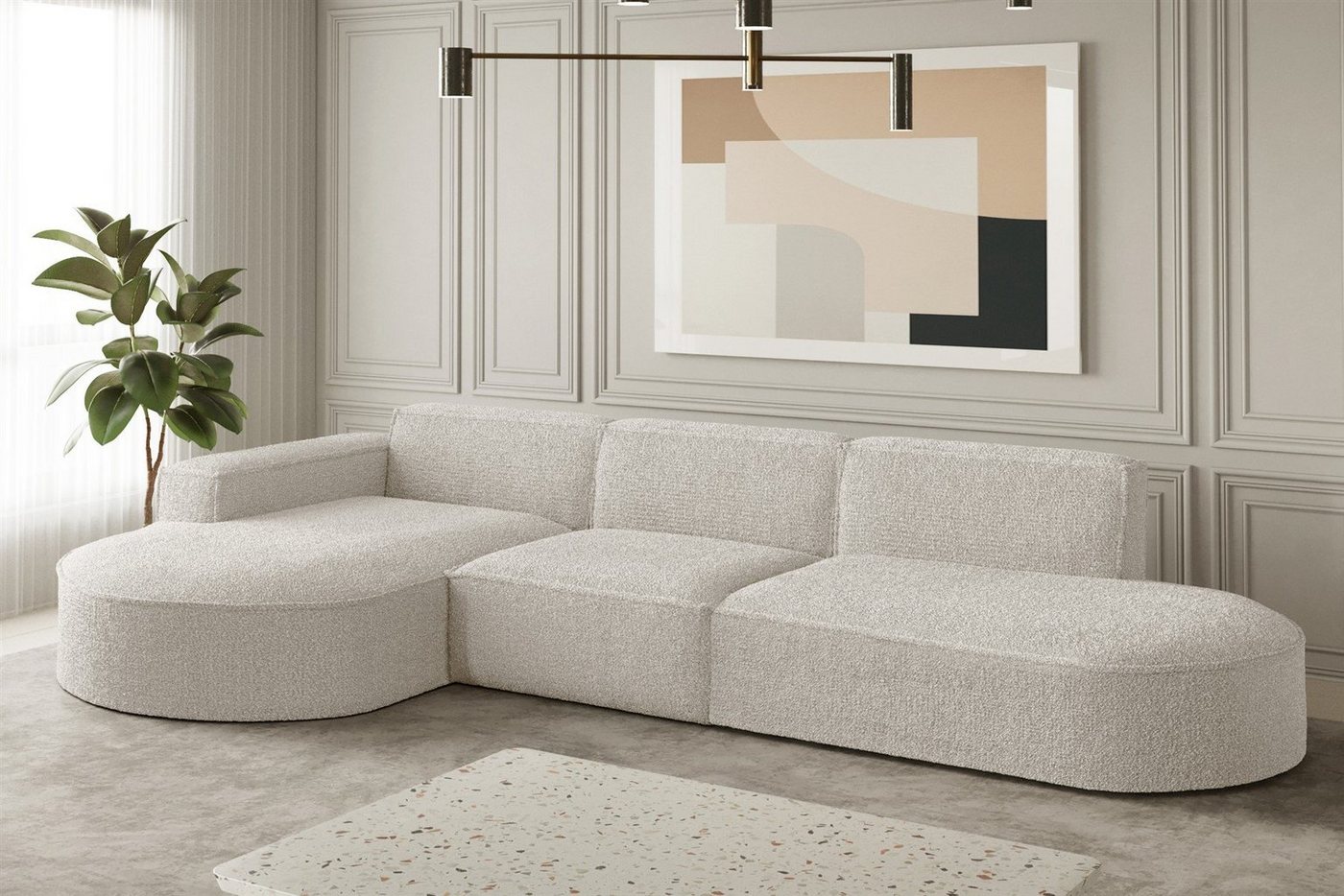 Fun Möbel Ecksofa Ecksofa Designersofa PALMA mit Ottomane in Stoff Ascot, Ottomane links oder rechts, Rundumbezug Fun Möbel Ecksofa Ecksofa Designersofa PALMA mit Ottomane in Stoff Ascot, Ottomane links oder rechts, Rundumbezug von Fun Möbel