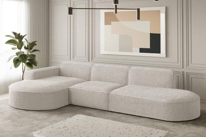 Fun Möbel Ecksofa Ecksofa Designersofa PALMA mit Ottomane in Stoff Ascot, Ottomane links oder rechts, Rundumbezug von Fun Möbel