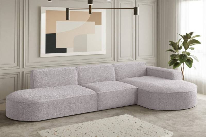 Fun Möbel Ecksofa Ecksofa Designersofa PALMA mit Ottomane in Stoff Ascot, Ottomane links oder rechts, Rundumbezug von Fun Möbel