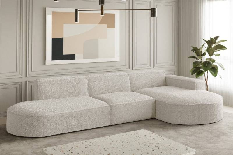 Fun Möbel Ecksofa Ecksofa Designersofa PALMA mit Ottomane in Stoff Ascot, Ottomane links oder rechts, Rundumbezug von Fun Möbel