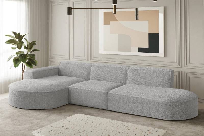 Fun Möbel Ecksofa Ecksofa Designersofa PALMA mit Ottomane in Stoff Ascot, Ottomane links oder rechts, Rundumbezug von Fun Möbel
