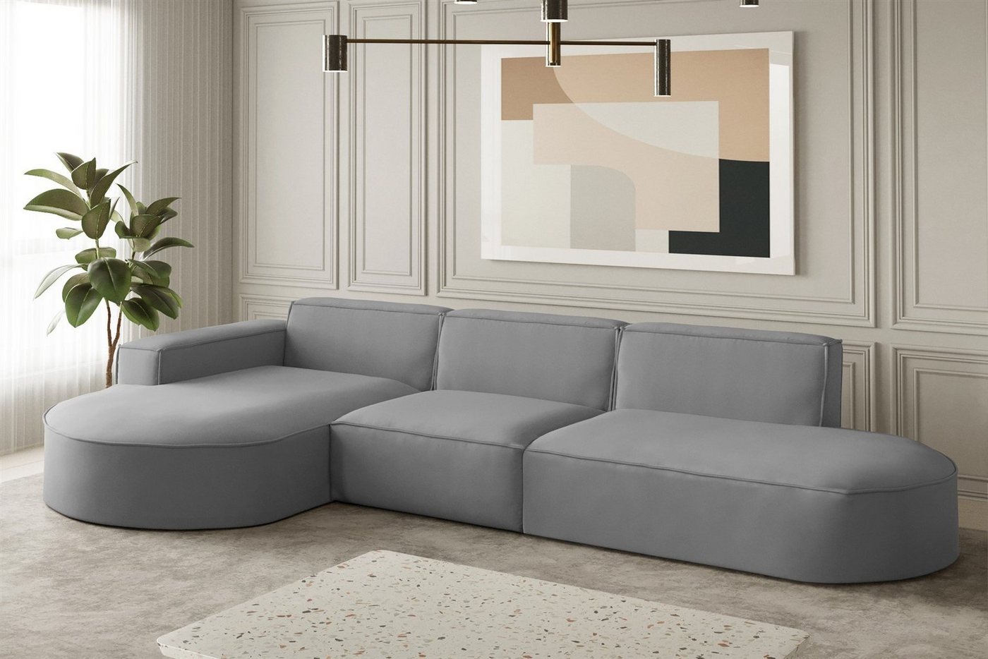 Fun Möbel Ecksofa Ecksofa Designersofa PALMA mit Ottomane in Stoff Opera Velvet, Ottomane links oder rechts, Rundumbezug Fun Möbel Ecksofa Ecksofa Designersofa PALMA mit Ottomane in Stoff Opera Velvet, Ottomane links oder rechts, Rundumbezug von Fun Möbel