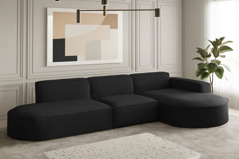 Fun Möbel Ecksofa Ecksofa Designersofa PALMA mit Ottomane in Stoff Opera Velvet, Ottomane links oder rechts, Rundumbezug von Fun Möbel